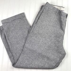 Tasso Elba 100% linen folded hem mens pants 36 in light gray